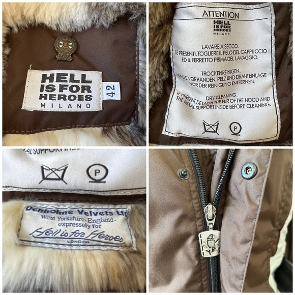HELL IS FOR HEROES SKI JACKET BELTED AZTEC HOOD POCKETS FULL ZIP SNAP FRONT 42-6 - Picture 11 of 11